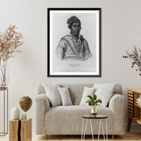 Historic Framed Print, Spring Frog, a Cherokee chief.drawn, printed & coloured at I.T. Bowens Lithographic Establishment.,  17-7/8" x 21-7/8"