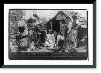 Historic Framed Print, [Picturesque San Antonio" - Texas,  ca. 1890: Mexican family preparing breakfast in front of crude shack; using primitive corn mill]",  17-7/8" x 21-7/8"