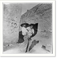 Mexican-Americans in Southwestern U.S., 1901?: boy holding toddler, Historic Reproduction