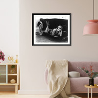 Historic Framed Print, Myrtle Lind on automobile running board [in bathing suit],  17-7/8" x 21-7/8"
