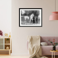 Horatio Herbert Kitchener, 1st Earl Kitchener, 1850-1916, on white horse talking with Lord Daniel and Lady Geech Classic, Historic Print