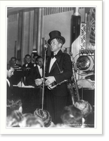 Rudy Vallee, three-quarter portrait, standing before microphone at opening of new Shoreham Hotel in Washington, D.C, Antique Wall Art