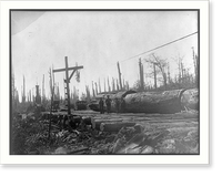 Historic Framed Print, Loading train with logs,  17-7/8" x 21-7/8"