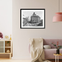 Historic Framed Print, N.Y.C. Post Office. Panoramic view showing Broadway and Park Row,  17-7/8" x 21-7/8"