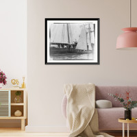 Presidential yacht at Oyster Bay, L.I., 1905: guests standing amid ships, Vintage Poster