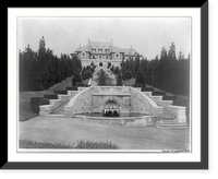 Historic Framed Print, Blairsden",  a large mansion owned by C.L. Blair: view of house past terrace gardens",  17-7/8" x 21-7/8"