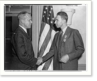 J. Robert Oppenheimer, 1904-1967, receiving Medal for Merit from War Secy. Robert P. Patterson on March 5, 1946, Antique Wall Art