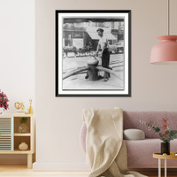 Vintage Photo Print - New York City - fireman turning on high, 1908