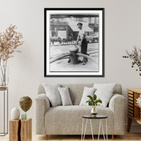Vintage Photo Print - New York City - fireman turning on high, 1908