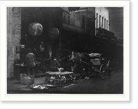 Historic Framed Print, [San Francisco Chinatown, 1895-1900(?): cage-full of chickens in street near wagon],  17-7/8" x 21-7/8"