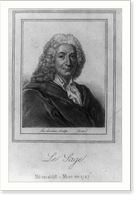 Alain Rene LeSage, 1668-1747, head-and-shoulders portrait, Vintage Print