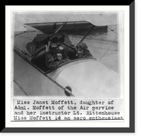 Miss Janet Moffett, daughter of Adm. William Adger Moffett of the Air Service, and her instructor Lt. Rittenhouse in cockpit of plane, Vintage Print