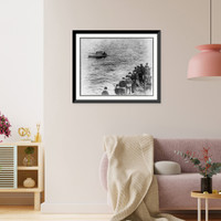 Historic Framed Print, One of the rum runners at night & its nemesis; the K-13091 along side the Seneca at the end of the chase,  17-7/8" x 21-7/8"
