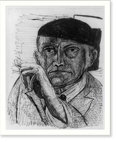 Max Beckmann; head and shoulders, holding cigarette Classic, Antique Wall Art