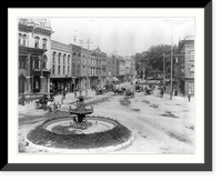 Historic Framed Print, [N.Y. Glens Falls. View across town square and fountain],  17-7/8" x 21-7/8"