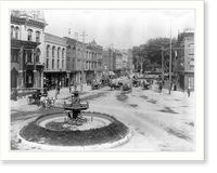 Historic Framed Print, [N.Y. Glens Falls. View across town square and fountain],  17-7/8" x 21-7/8"