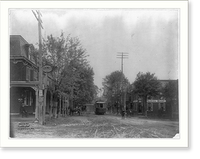 Historic Framed Print, [Street railroad and horse-drawn wagon on main street of Palmyra, Pennsylvania (?)],  17-7/8" x 21-7/8"