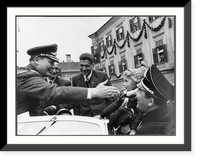 Historic Framed Print, [G&ouml;ring in open car, greeting admirers, Austria],  17-7/8" x 21-7/8"