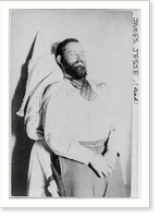 Black & White Photo - Jesse James dead; clothed; 3/4 length