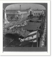 From tower of Electricity Bldg. N.E. over basin and plaza to Manufactures Bldg., World's Fair, St. Louis, Antique Wall Art