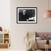 Historic Framed Print, [George Sutherland, half-length portrait, seated at desk],  17-7/8" x 21-7/8"