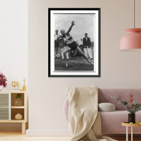 1936 Olympics at Garmisch and Munich: German shotputter in action, Antique Print