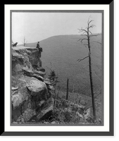 Men seated on rocks overlooking Catskill Mountains: boulder on South Mountain, Vintage Wall Art