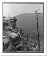 Men seated on rocks overlooking Catskill Mountains: boulder on South Mountain, Vintage Wall Art