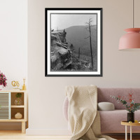 Men seated on rocks overlooking Catskill Mountains: boulder on South Mountain, Vintage Wall Art