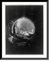 Looking down subway tunnel which has been converted into air raid shelter. West End, London, Vintage Poster