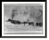 3 Northern Pacific locomotives in train plowing snow from tracks, Historic Reproduction