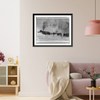 3 Northern Pacific locomotives in train plowing snow from tracks, Historic Reproduction
