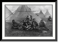 American Indians enjoying the comforts of home"; posed family group outside tepee; one smoking pipe" Classic, Historic Print