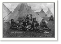 American Indians enjoying the comforts of home"; posed family group outside tepee; one smoking pipe" Classic, Historic Print