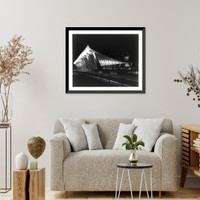 Historic Framed Print, Dulles International Airport, Wash., D.C.: illuminated scene, main terminal,  17-7/8" x 21-7/8"