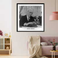 Historic Framed Print, [John Francis Kieran, 1892-, head-and-shoulders portrait, seated, by microphone],  17-7/8" x 21-7/8"