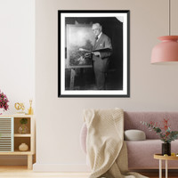 Historic Framed Print, [George Inness, 1854-1926, three-quarter length portrait, standing, painting],  17-7/8" x 21-7/8"