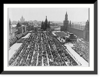 Historic Framed Print, [Aerial view of Red Square, Moscow, during parade of military and workers in honor of the tercentenary of the reunion of the Ukraine with Russia. May 30, 1954],  17-7/8" x 21-7/8"
