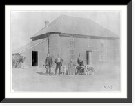 Historic Framed Print, [Isadore Haumont and family in front of two-story sod house on French Table north of Broken Bow, Custer County, Nebraska],  17-7/8" x 21-7/8"