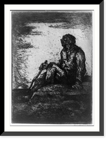Historic Framed Print, Man and the setting sun,  17-7/8" x 21-7/8"