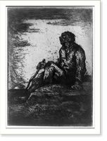 Historic Framed Print, Man and the setting sun,  17-7/8" x 21-7/8"