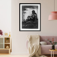 Historic Framed Print, Man and the setting sun,  17-7/8" x 21-7/8"