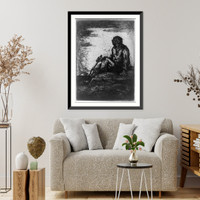 Historic Framed Print, Man and the setting sun,  17-7/8" x 21-7/8"