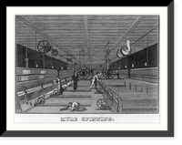 Historic Framed Print, Mule Spinning (women and men at work in mill),  17-7/8" x 21-7/8"