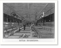 Historic Framed Print, Mule Spinning (women and men at work in mill),  17-7/8" x 21-7/8"