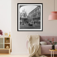 Magnificent court of the Palace of the Doges - showing dome of San Marco, Venice, Italy Classic, Historic Print