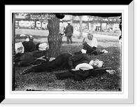 Historic Framed Print, Asleep in Battery Park on hot day,  17-7/8" x 21-7/8"