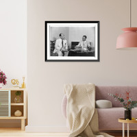 Historic Framed Print, [Adlai Ewing Stevenson, 1900-1965, with Marshal Tito, ca. 1960, facing right],  17-7/8" x 21-7/8"