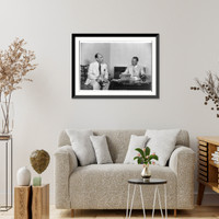 Historic Framed Print, [Adlai Ewing Stevenson, 1900-1965, with Marshal Tito, ca. 1960, facing right],  17-7/8" x 21-7/8"