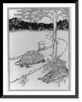 The tortise passing the sleeping hare near the end of their race, Antique Print